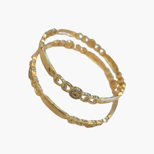 Stone Designer Gold Kada/Bangle Pair