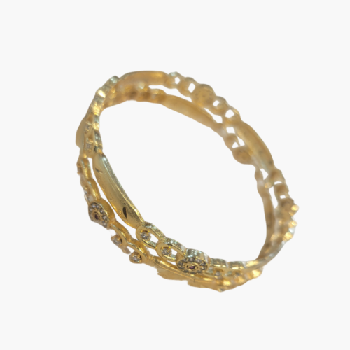 Stone Designer Gold Kada/Bangle Pair