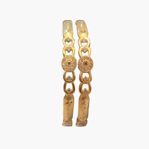 Stone Designer Gold Kada/Bangle Pair