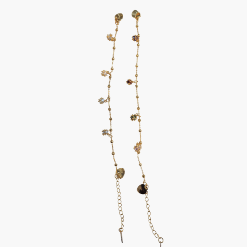 Classic Floral Dangle Gold Anklet