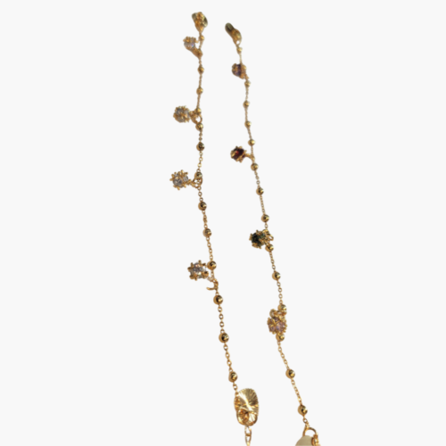 Classic Floral Dangle Gold Anklet