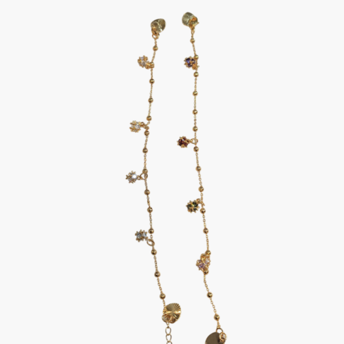 Classic Floral Dangle Gold Anklet