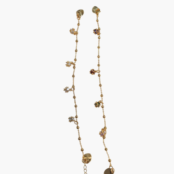 Classic Floral Dangle Gold Anklet